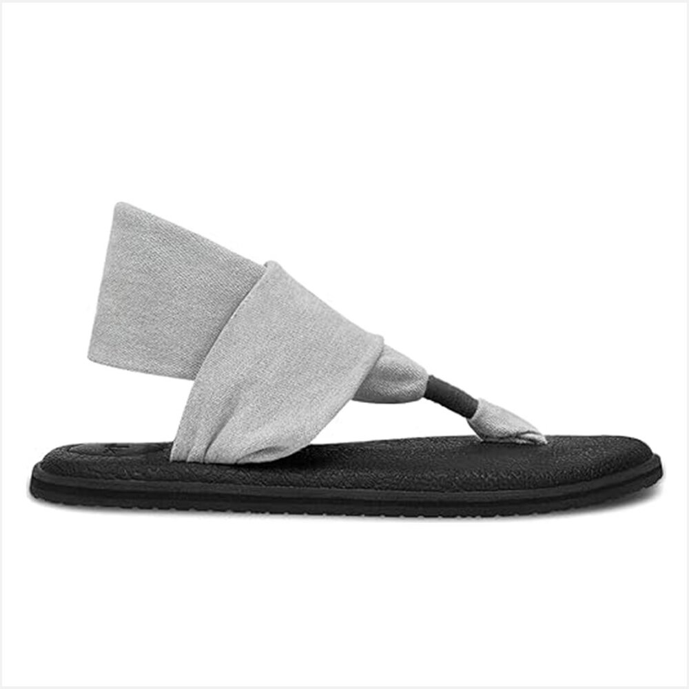 Sanuk Yoga Sling 2 w/ Two-Way Stretch & Memory Foam Gray Sandals Women US 10